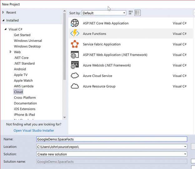 Deploy a Google Action on Azure